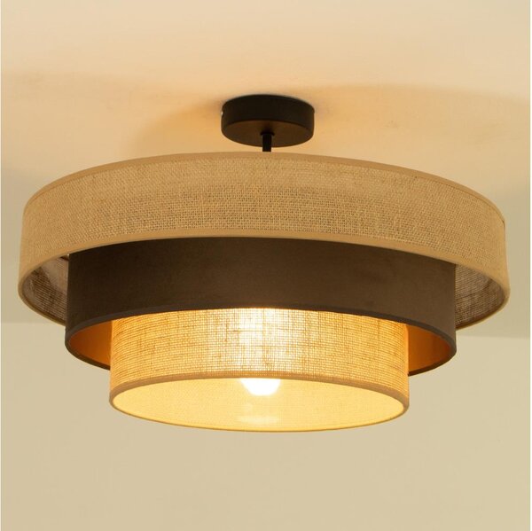 Přisazený lustr WENTA 1xE27/60W/230V pr. 50 cm juta/hnědá