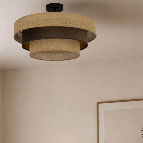 Přisazený lustr WENTA 1xE27/60W/230V pr. 50 cm juta/hnědá