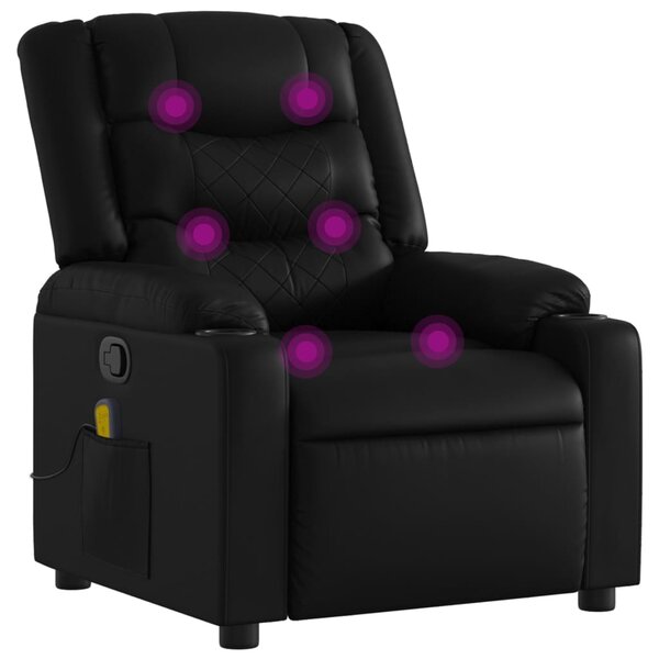 Masážní polohovací křeslo černé, umělá kůže 3206831