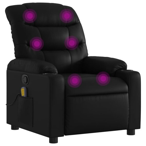 Masážní polohovací křeslo černé, umělá kůže 3206847