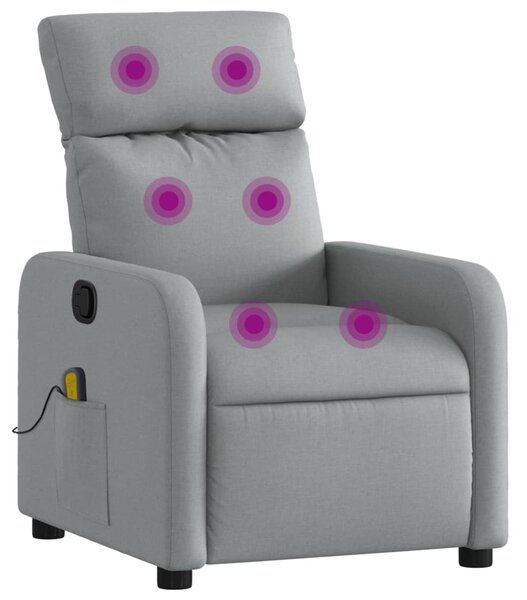 Masážní křeslo s polohovacím mechanismem, světle šedé, látkové 3206863