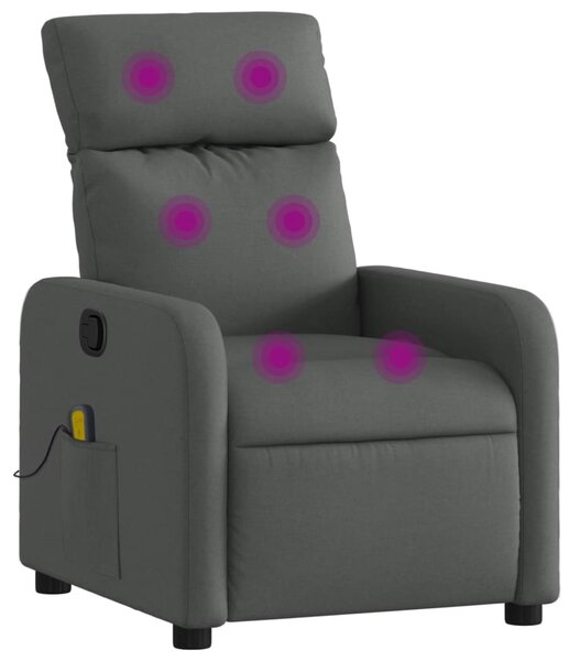 Masážní křeslo s polohovacím mechanismem, tmavě šedé, látkové 3206864