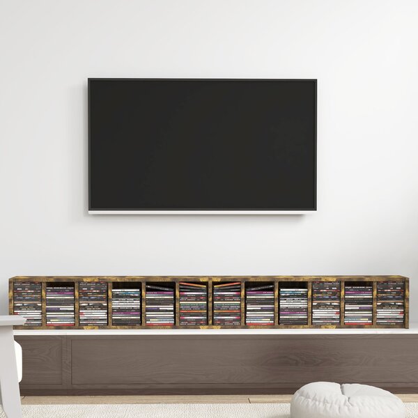 HOMCOM Sada 2 sloupkových polic CD-DVD skříň se 6 + 6 přihrádkami 21 x 22,5 x 88,5 cm maximální kapacita 204 CD rustikální hnědá | Aosom