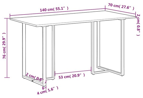 Jídelní stůl 140 cm hrubé mangovníkové dřevo 320691