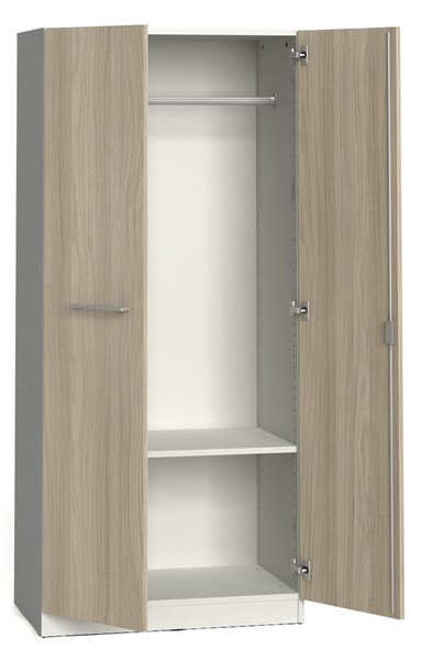 Kancelářská šatní skříň PRIMO, 1 police, výsuv, 1781 x 800 x 500 mm, bílá / dub přírodní