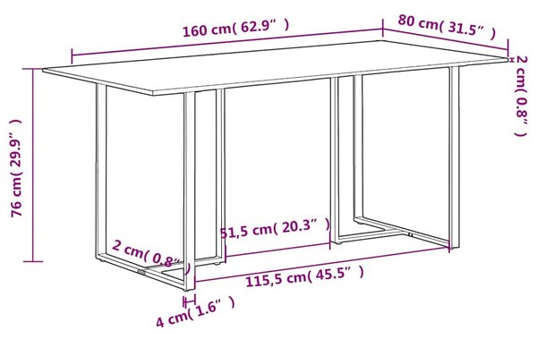 Jídelní stůl 160 cm masivní regenerované dřevo 320694