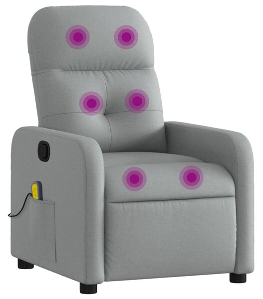 Masážní křeslo s polohovacím mechanismem, světle šedé, látkové 3206935