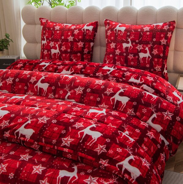 Mikroplyšové povlečení VELVET CHRISTMAS červené Rozměr povlečení: 70 x 90 cm | 140 x 200 cm