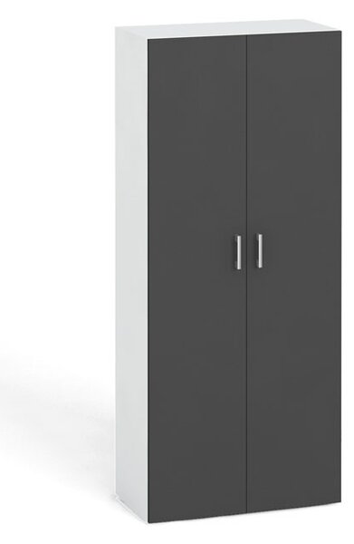 Kancelářská skříň s dveřmi KOMBI, 4 police, 1865x800x400 mm, bílá / grafitová