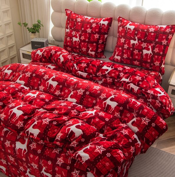 Mikroplyšové povlečení VELVET CHRISTMAS červené Rozměr povlečení: 70 x 90 cm | 140 x 200 cm
