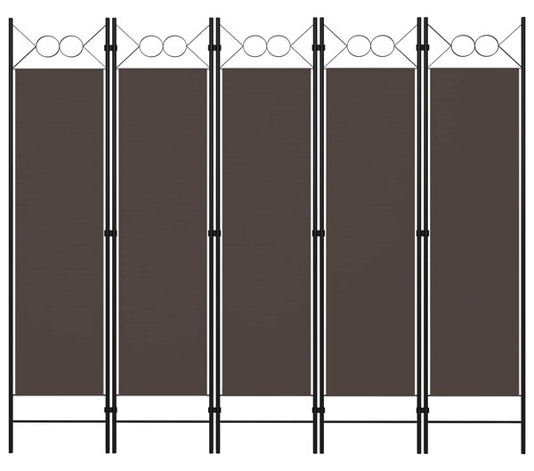 5dílný skládací paraván hnědý 200 x 180 cm 320708