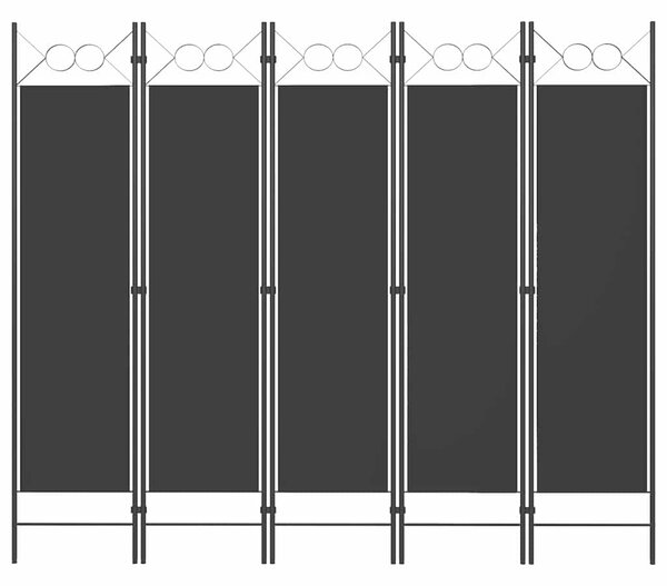 5dílný skládací paraván černý 200 x 180 cm 320710