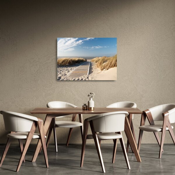 Skleněný obraz - Písečná pláž na ostrově Langeoog, Německo (70x50 cm)