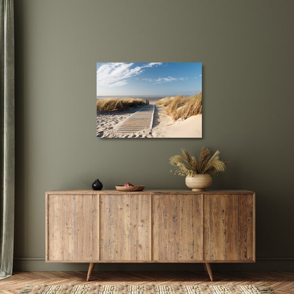 Skleněný obraz - Písečná pláž na ostrově Langeoog, Německo (70x50 cm)