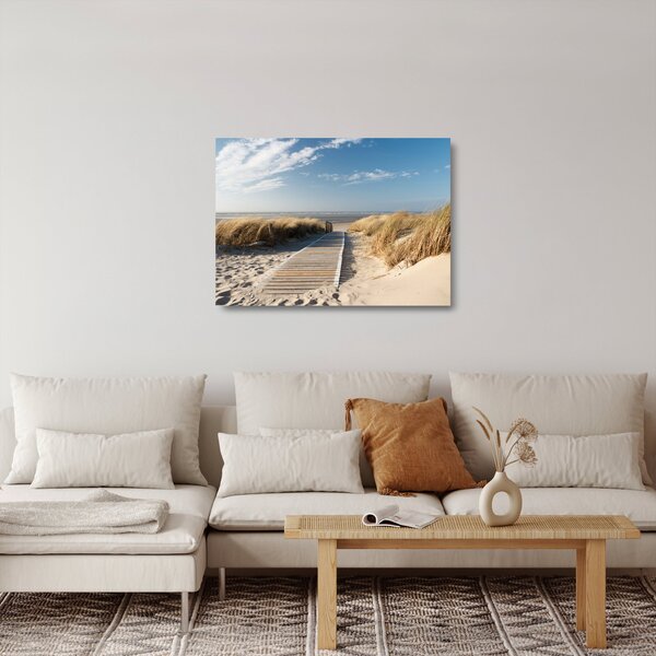 Skleněný obraz - Písečná pláž na ostrově Langeoog, Německo (70x50 cm)