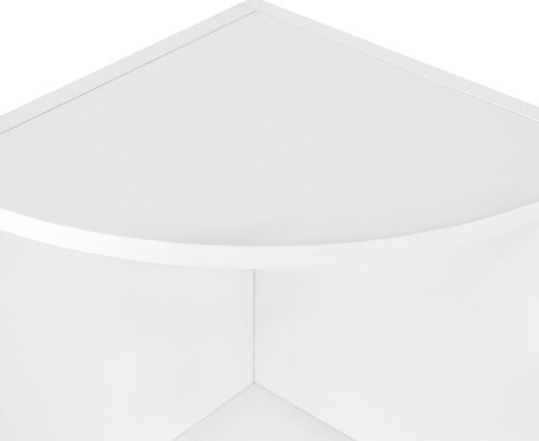 Bílá rohová police, 4 patra, 129,5x30x30 cm