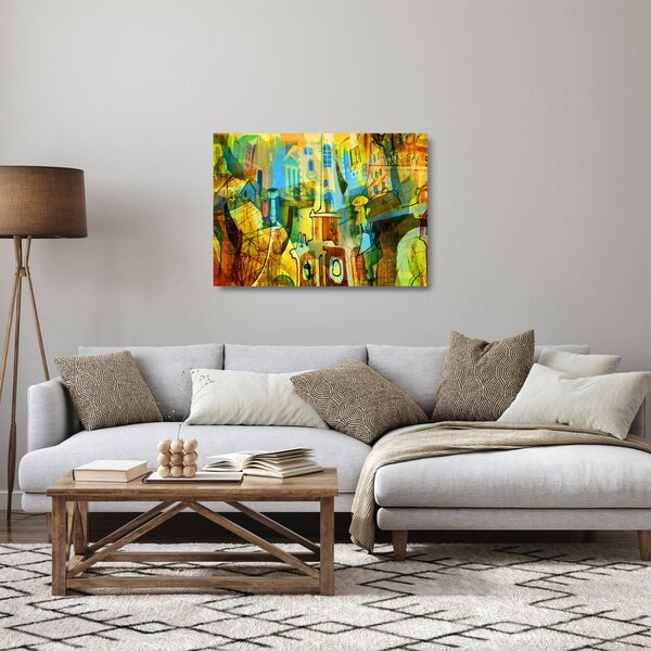 Skleněný obraz - Architektura, kubistická abstrakce (70x50 cm)