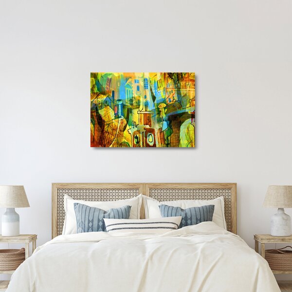 Skleněný obraz - Architektura, kubistická abstrakce (70x50 cm)