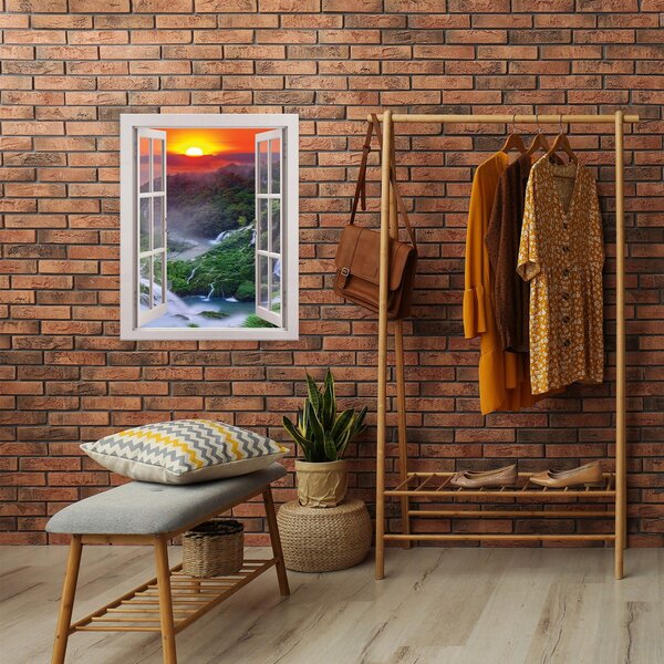 Obraz na plátně: View window landscape mountain - 80x60 cm
