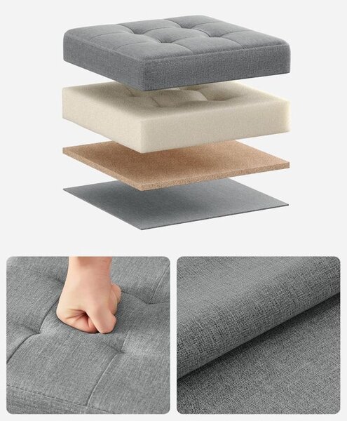 Skládací taburet s úložným prostorem 30×30 cm – světle šedý
