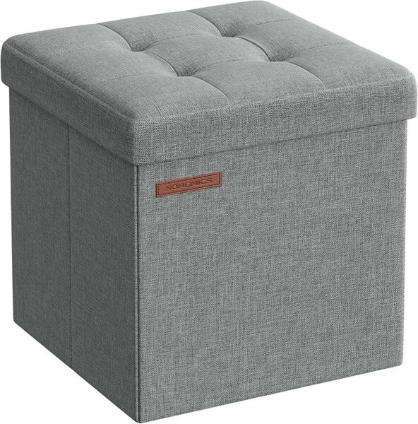 Skládací taburet s úložným prostorem 30×30 cm – světle šedý