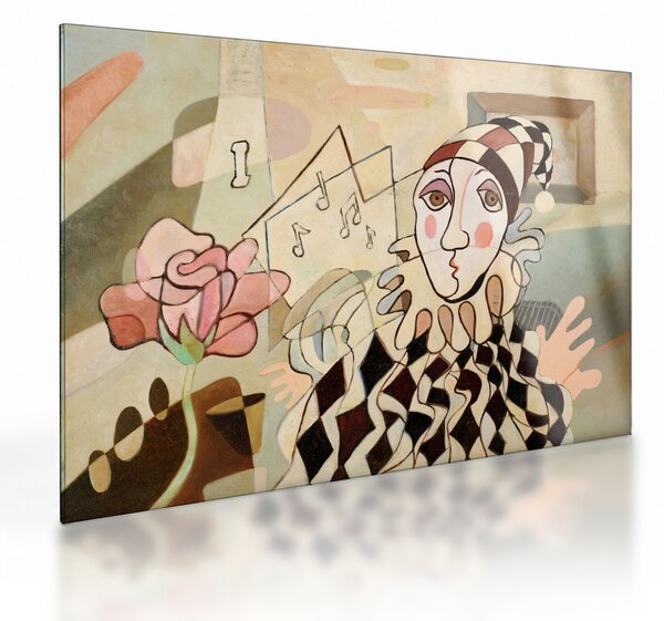 Skleněný obraz - Kubismus - harlequin and rose (70x50 cm)
