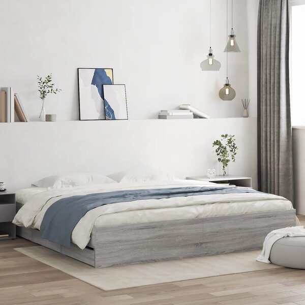 Rám postele se zásuvkami šedý sonoma 200 x 200 cm kompozit 3207250