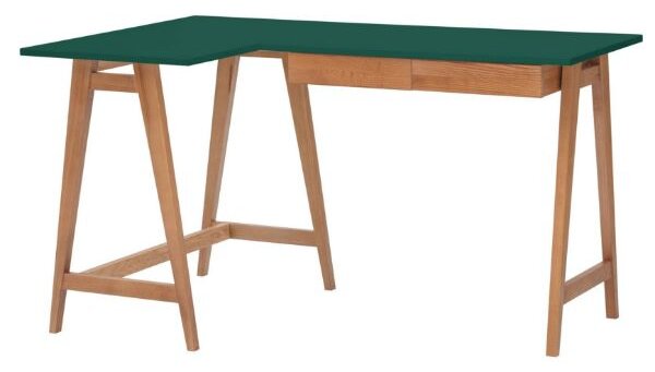 LUKA Rohový psací stůl š 135cm x hl 85cm zelená Dub levý boční