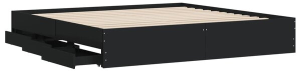 Rám postele se zásuvkami černý 160 x 200 cm kompozitní dřevo 3207260