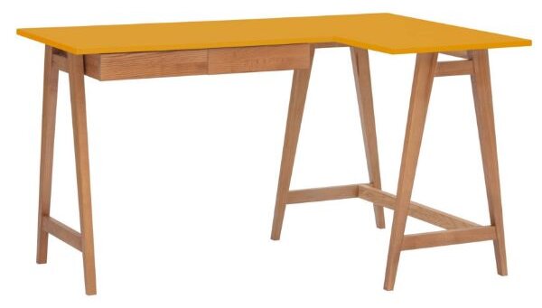 LUKA Rohový psací stůl š 135cm x hl 85cm žlutý Dub pravá strana