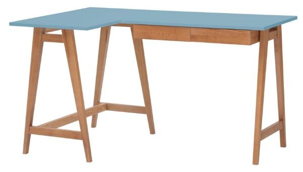 LUKA Rohový psací stůl š 135cm x hl 85cm modrý Dub levý strana