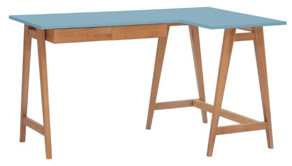 LUKA Rohový psací stůl š 135cm x hl 85cm modrý Dub pravá strana