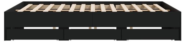 Rám postele se zásuvkami černý 160 x 200 cm kompozitní dřevo 3207260
