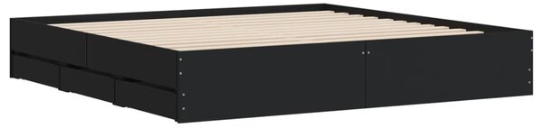 Rám postele se zásuvkami černý 160 x 200 cm kompozitní dřevo 3207260