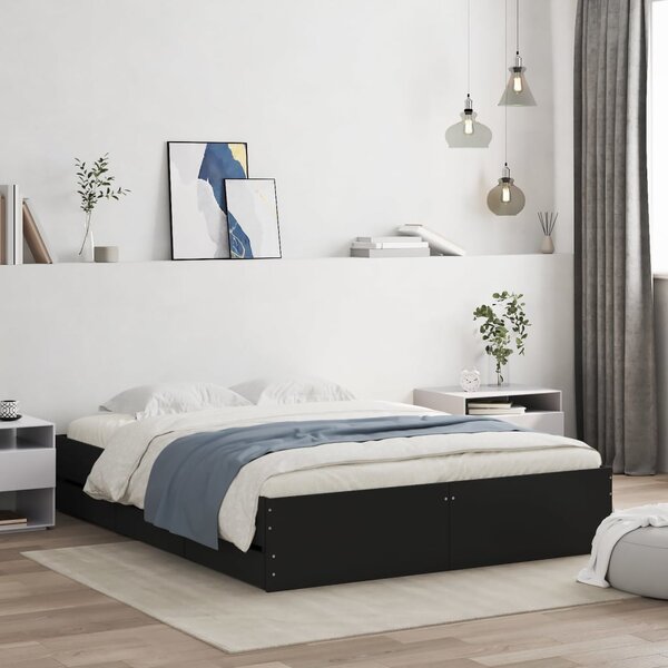 Rám postele se zásuvkami černý 150 x 200 cm kompozitní dřevo 3207267