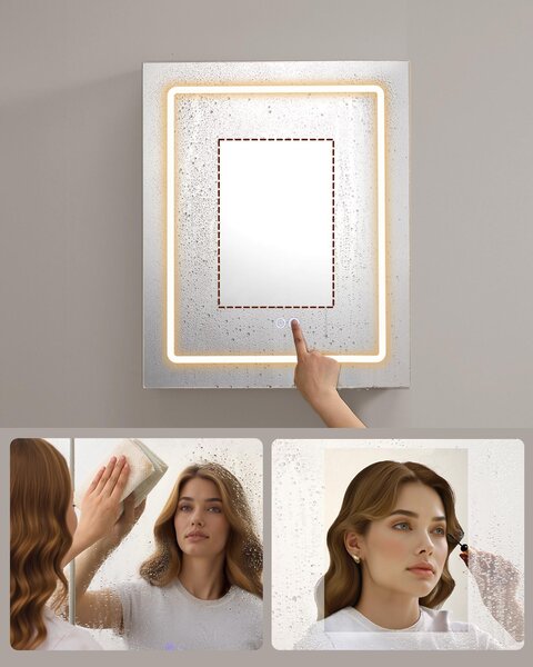 Nástěnná skříňka se zrcadlem a osvětlením LED, zvětšovací zrcadlo