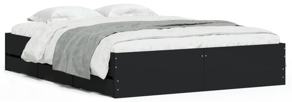 Rám postele se zásuvkami černý 150 x 200 cm kompozitní dřevo 3207267