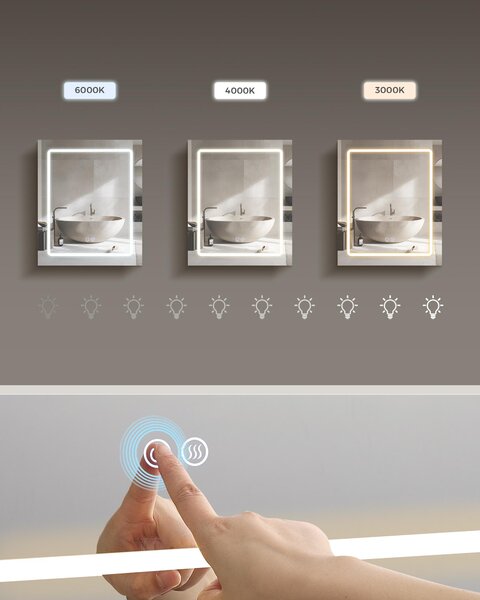 Nástěnná skříňka se zrcadlem a osvětlením LED, zvětšovací zrcadlo