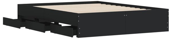 Rám postele se zásuvkami černý 150 x 200 cm kompozitní dřevo 3207267