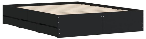 Rám postele se zásuvkami černý 150 x 200 cm kompozitní dřevo 3207267