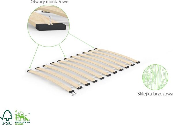 E-stelaze Lamelový Rošt do postele 70x140 cm 11 pružných lamel 95kg ventilace stabilní