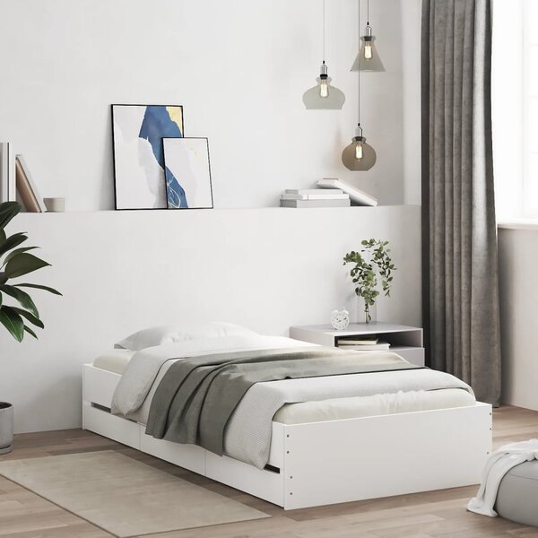 Rám postele se zásuvkami bílý 75 x 190 cm kompozitní dřevo 3207329