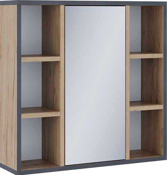 Koupelnová zrcadlová skříňka Vicco Stephan Zlatý mocný dub 60 x 59.2 cm S policemi a zrcadlovými dveřmi, Model 56211