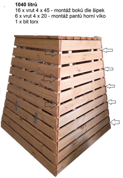 Dřevěný kompostér 1040 L pyramida - česká výroba