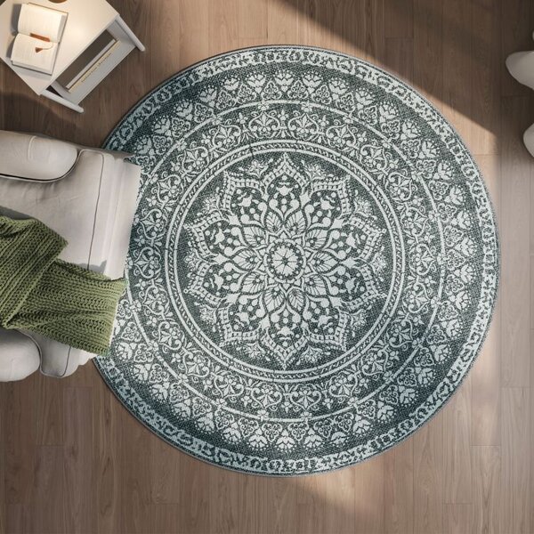 Kulatý koberec Boho, antracitový, protiskluzový, 160 cm