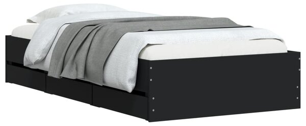 Rám postele se zásuvkami černý 75 x 190 cm kompozitní dřevo 3207330