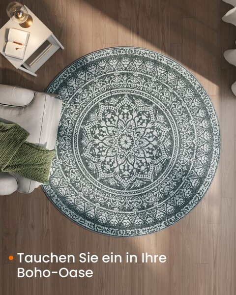 Kulatý koberec Boho, antracitový, protiskluzový, 160 cm