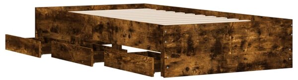 Rám postele se zásuvkami kouřový dub 75x190 cm kompozitní dřevo 3207333