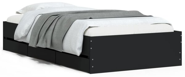 Rám postele se zásuvkami černý 75 x 190 cm kompozitní dřevo 3207330