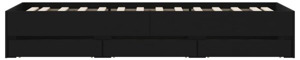 Rám postele se zásuvkami černý 75 x 190 cm kompozitní dřevo 3207330